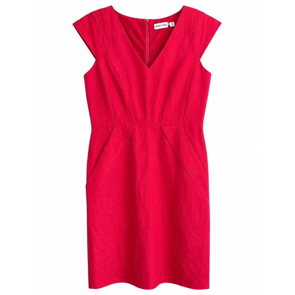 Marvin Richards Linen Blend Sheath Dress Size 10 NWT Red MSRP 128